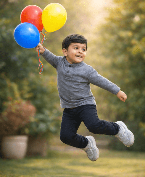 Happy child enjoying learning and play activities at Al-Wahid School